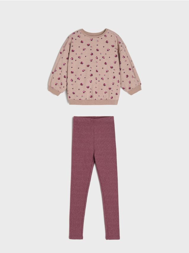 Sinsay - Set: bluză și colanți cu motiv floral - multicolor