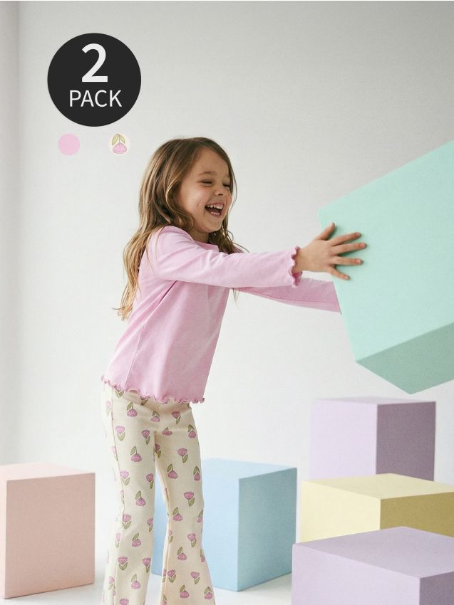 Sinsay - Tricouri din bumbac cu mâneci lungi set 2 bucăți - multicolor