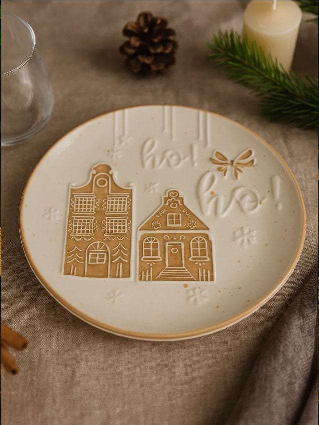 Sinsay - Tanier s motívom vianočných perníkových domčekov - biela