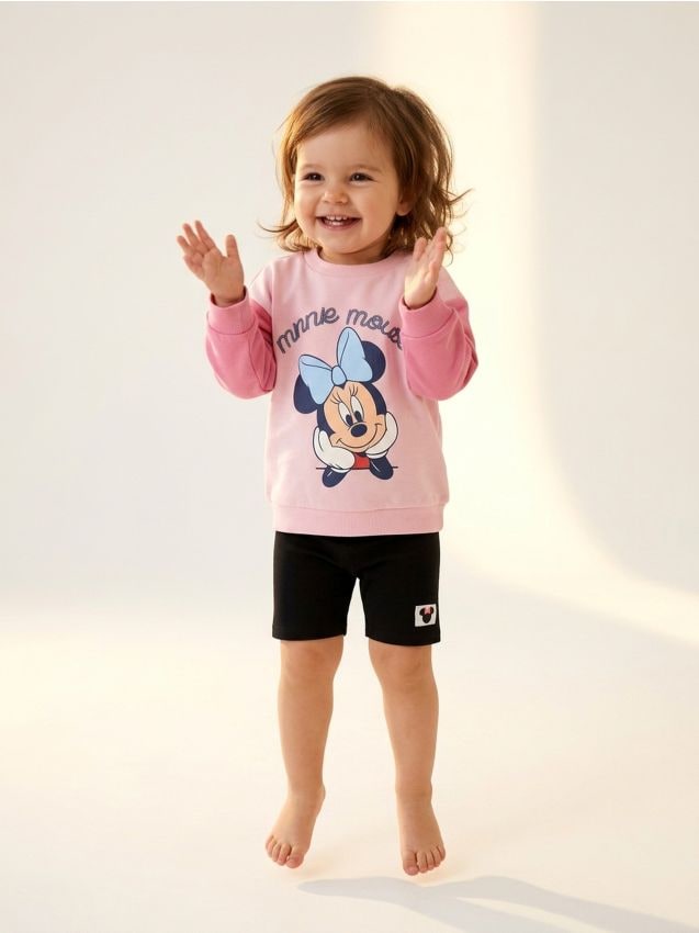 Sinsay - Bluză crewneck cu imprimeu Minnie Mouse - roz-pastel