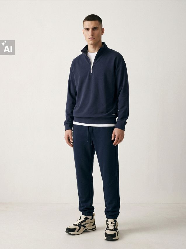 Sinsay - Pantaloni tapered fit Active - bleumarin