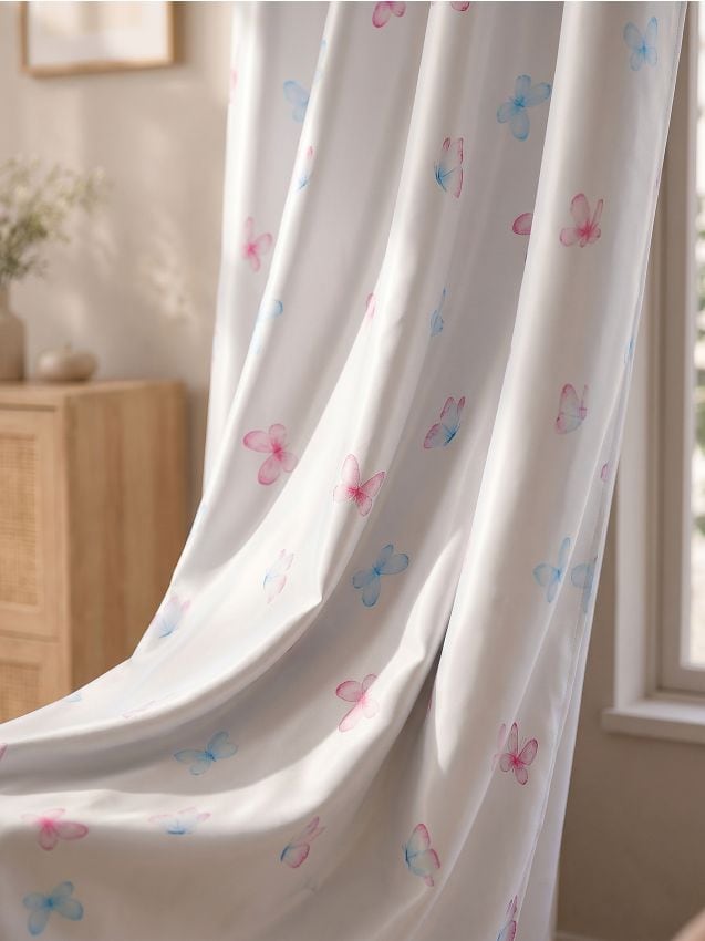 Sinsay - Draperie blackout cu bandă de încrețire și motiv fluturi - roz-pastel