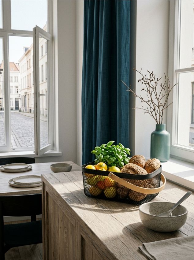 Sinsay - Coș metalic pentru alimente cu mâner din bambus - negru