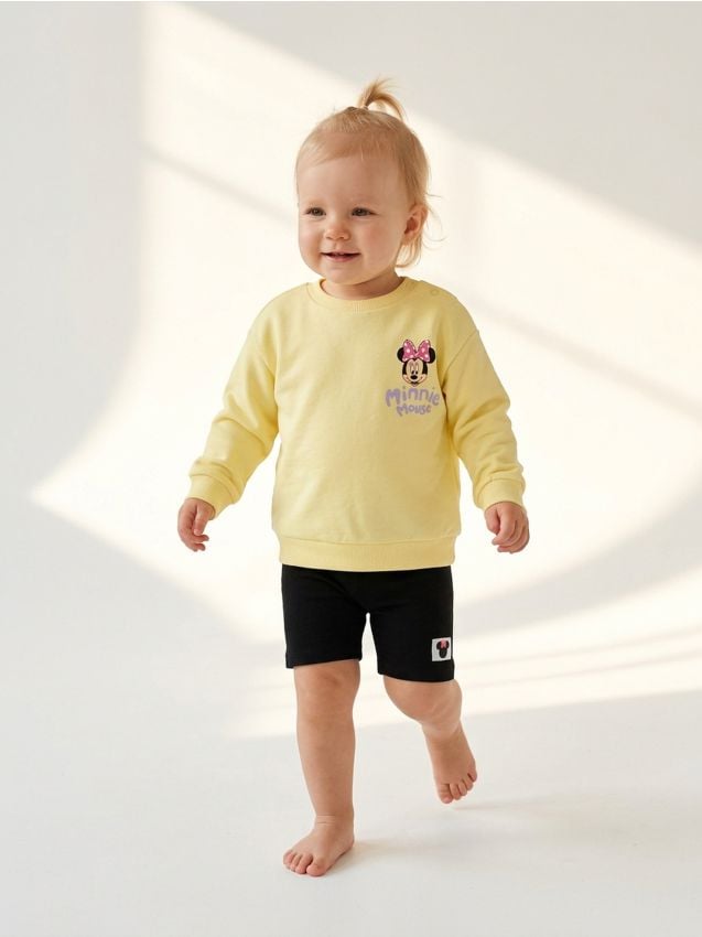 Sinsay - Bluză crewneck cu imprimeu Minnie Mouse - galben-fosforescent