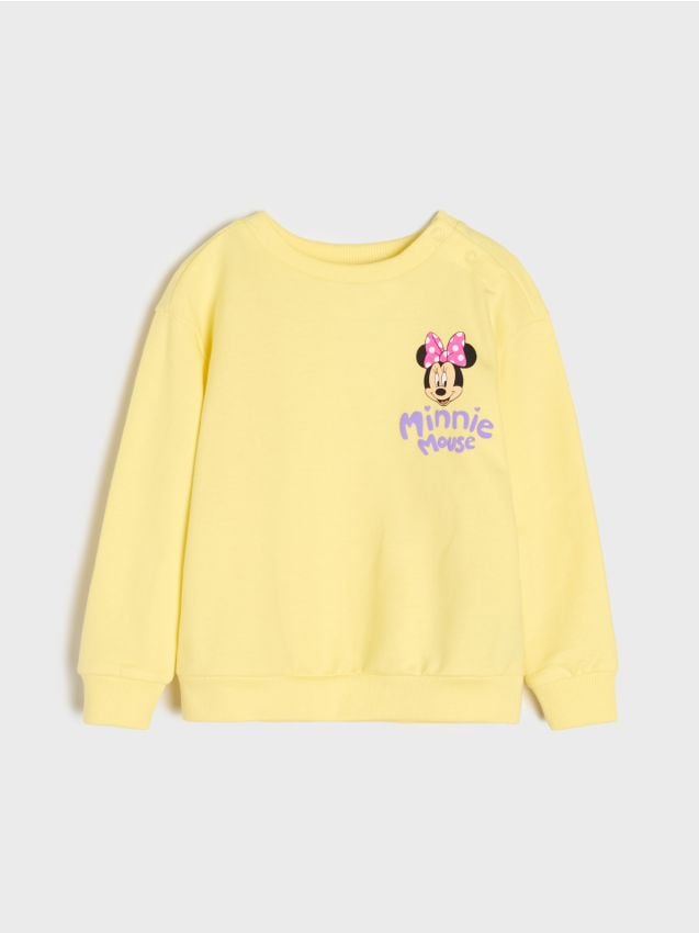 Sinsay - Bluză crewneck cu imprimeu Minnie Mouse - galben-fosforescent