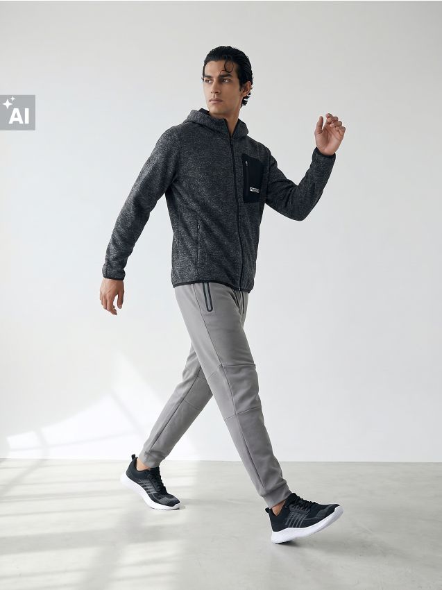 Sinsay - Pantaloni de trening tip jogger - gri-închis