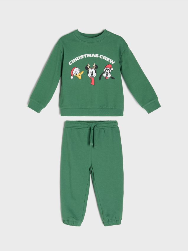 Sinsay - Set: hanorac și pantaloni cu motiv de Crăciun Mickey Mouse - verde