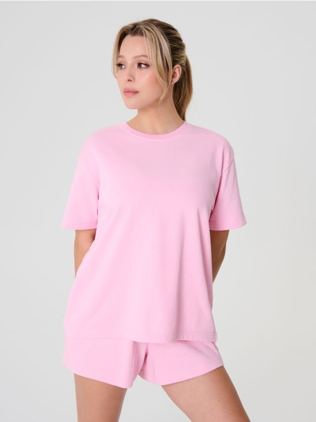 Sinsay - Bluză sport cu mânecă scurtă - roz-pastel