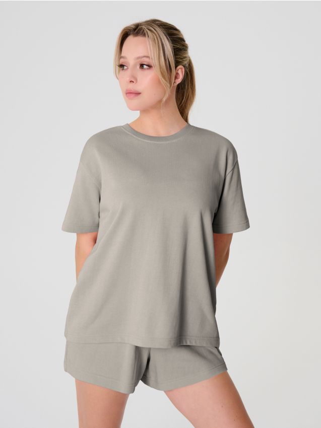 Sinsay - Bluză sport cu mânecă scurtă - bej