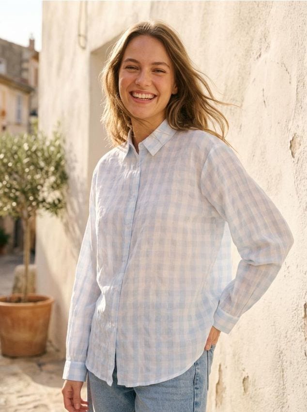Camicia a quadri - blu pallido