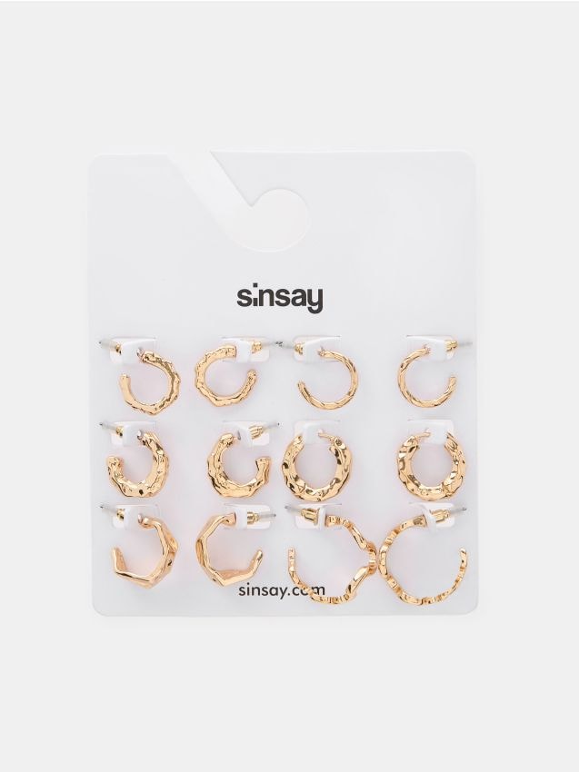 Sinsay - Súprava 6 párov náušníc - zlatá