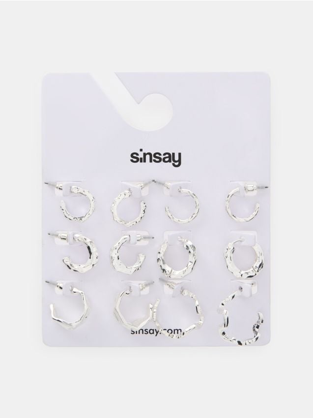 Sinsay - Súprava 6 párov náušníc - strieborná