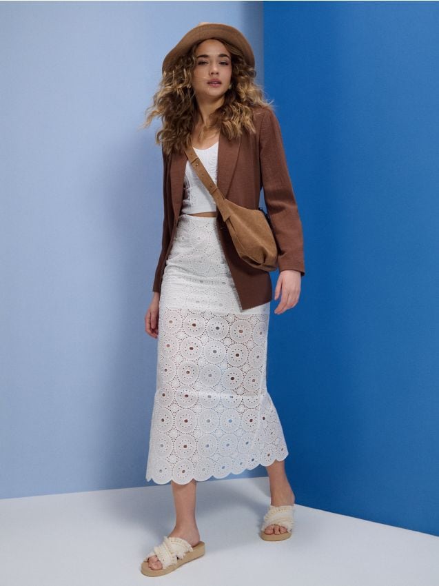 Sinsay - Top cu bretele și decolteu în V - alb