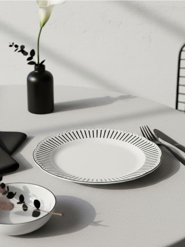 Sinsay - Farfurie ceramică cu margine decorativă - negru