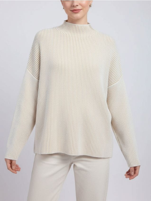 Sinsay - Pulover cu guler semi-înalt - bej