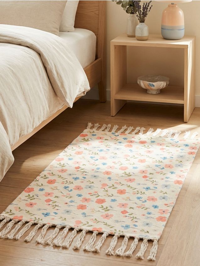 Sinsay - Covor cu motiv floral și franjuri - multicolor