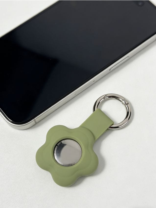 Sinsay - Husă pentru AirTag cu motiv floral - verde-pal