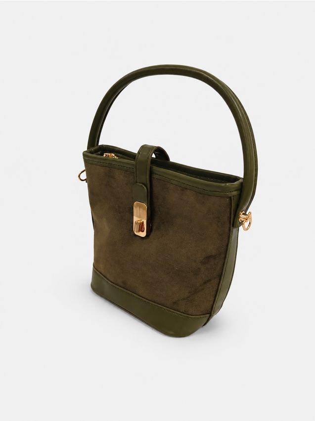 Sinsay - Geantă crossbody din imitație de piele întoarsă - bordo