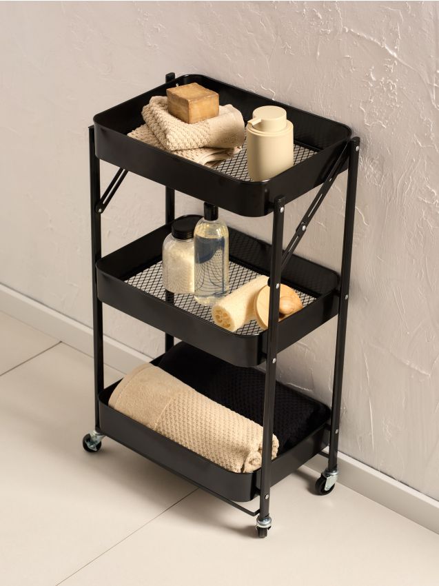 Sinsay - Trojposchodová kovová polica na kolieskach - čierna