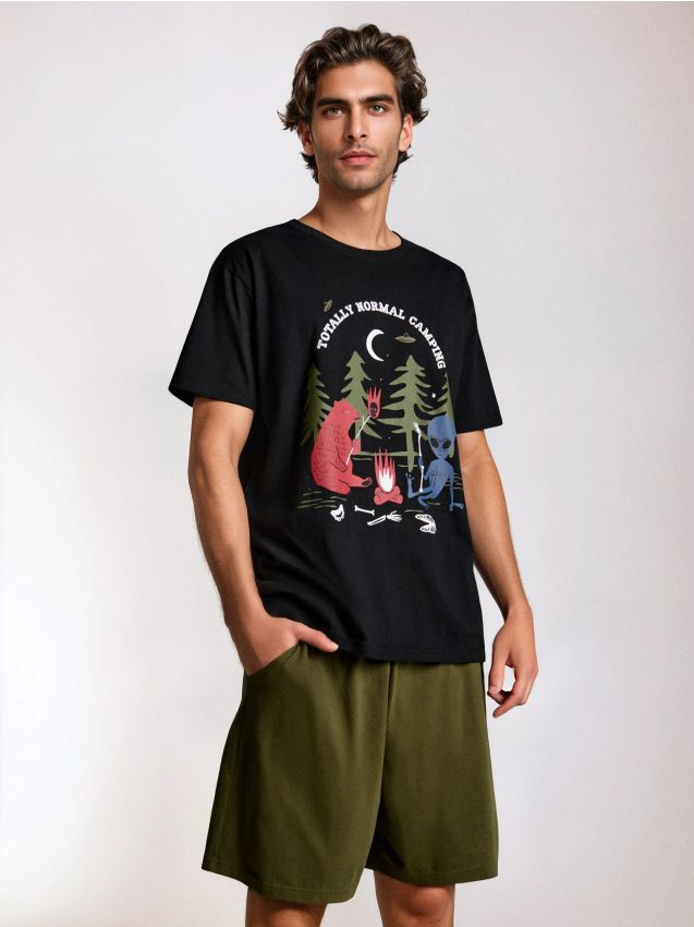 Sinsay - Bavlnené pyžamo s potlačou a vreckami - viacfarebná