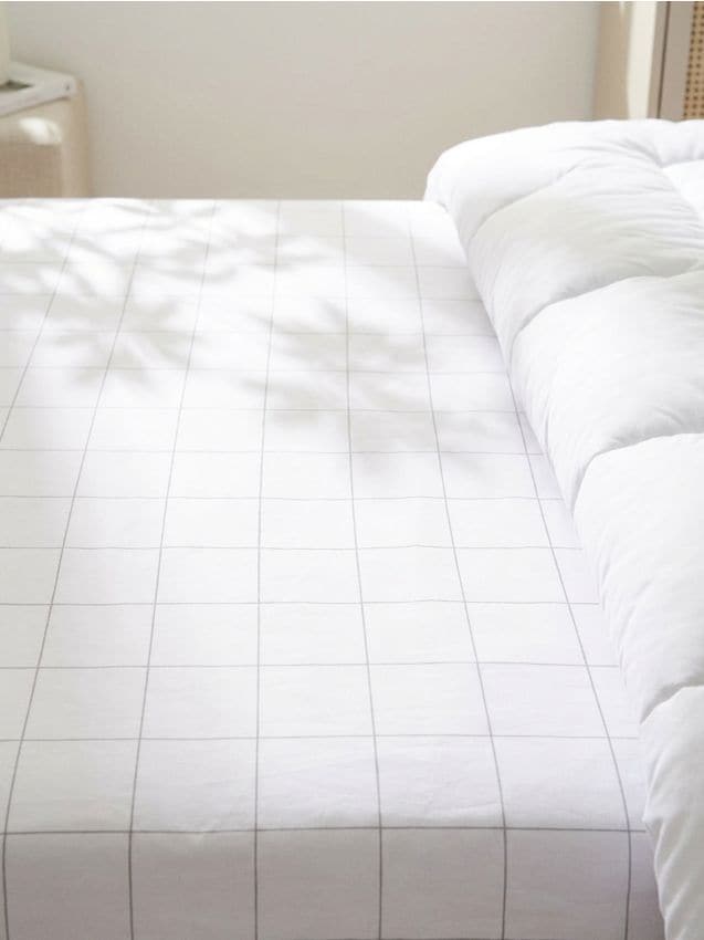 Sinsay - Cearșaf cu elastic în carouri - gri deschis