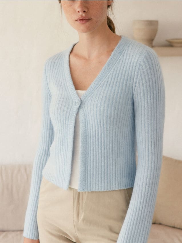 Sinsay - Sweter zapinany na guzik - niebieski