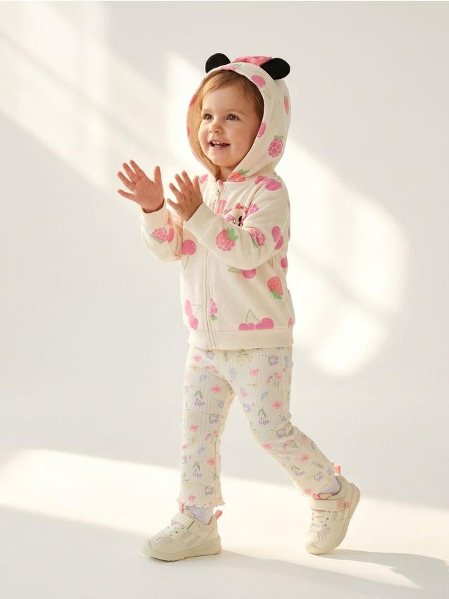 Sinsay - Hanorac cu fermoar și glugă cu elemente 3D Minnie and Daisy - crem