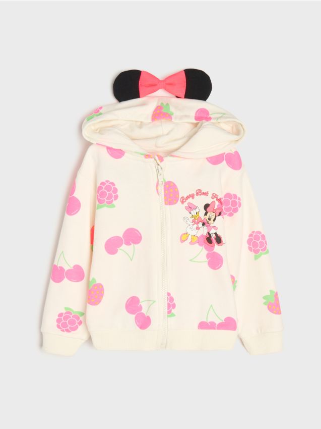 Sinsay - Hanorac cu fermoar și glugă cu elemente 3D Minnie and Daisy - crem