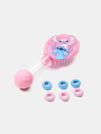 Щітка для волосся з резинками з металізованою ниткою в ручці Stitch