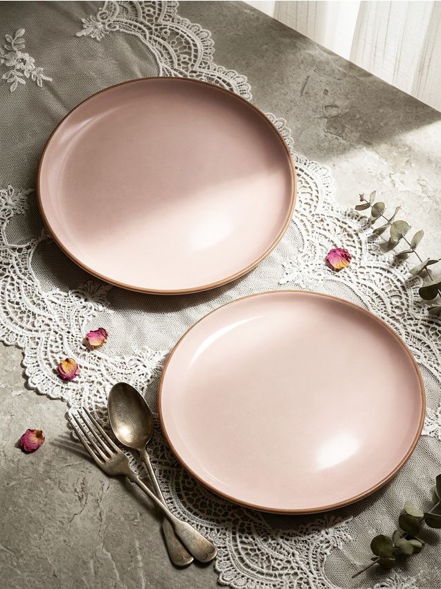 Sinsay - Farfurii cu model pătat 2 pack - roz-pastel