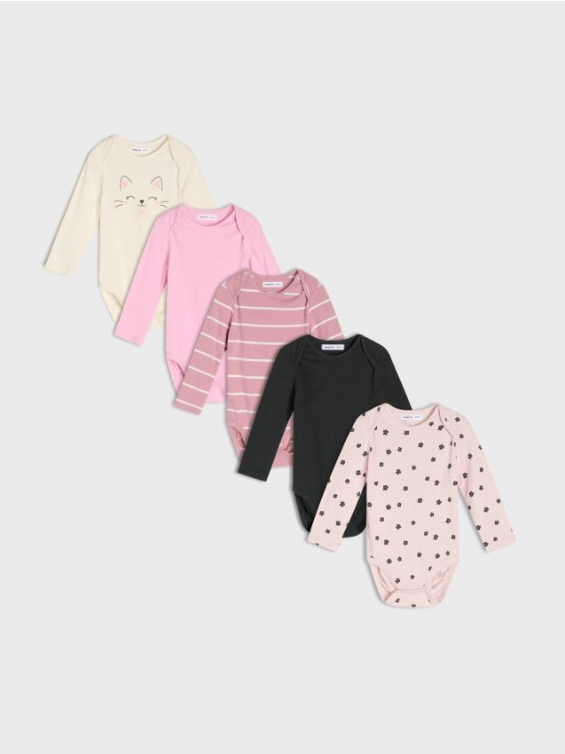 Sinsay - Set de 5 bodyuri din bumbac - crem