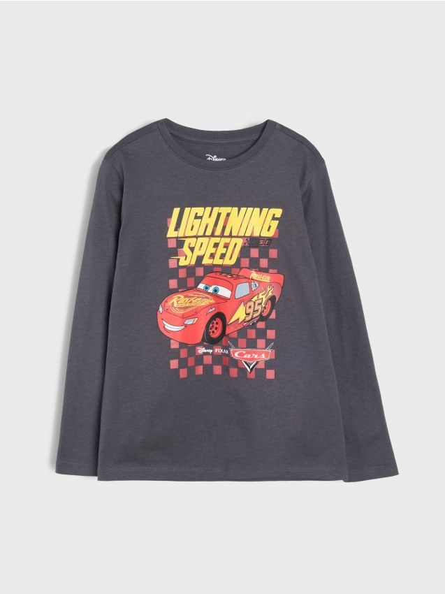 Sinsay - Tricou din bumbac cu imprimeu Cars - negru-antracit