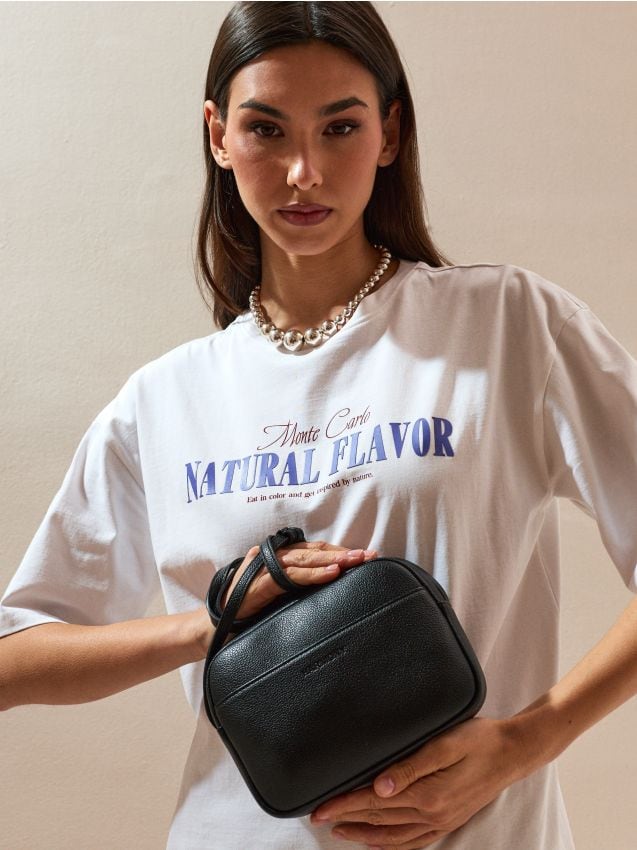 Sinsay - Geantă crossbody din imitație de piele - negru