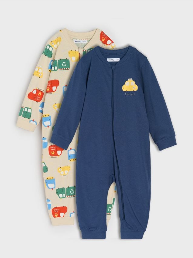 Sinsay - Set de 2 salopete din bumbac - crem