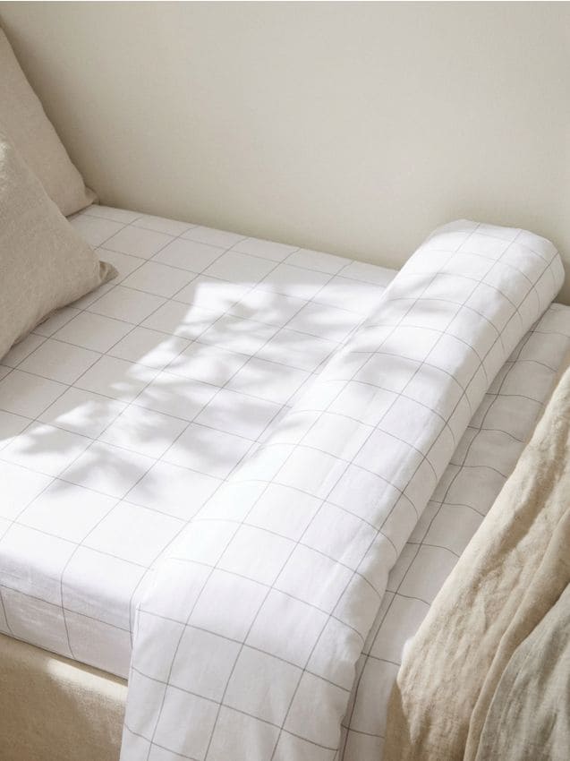 Sinsay - Cearșaf din bumbac, cu elastic, 160x200 - gri deschis