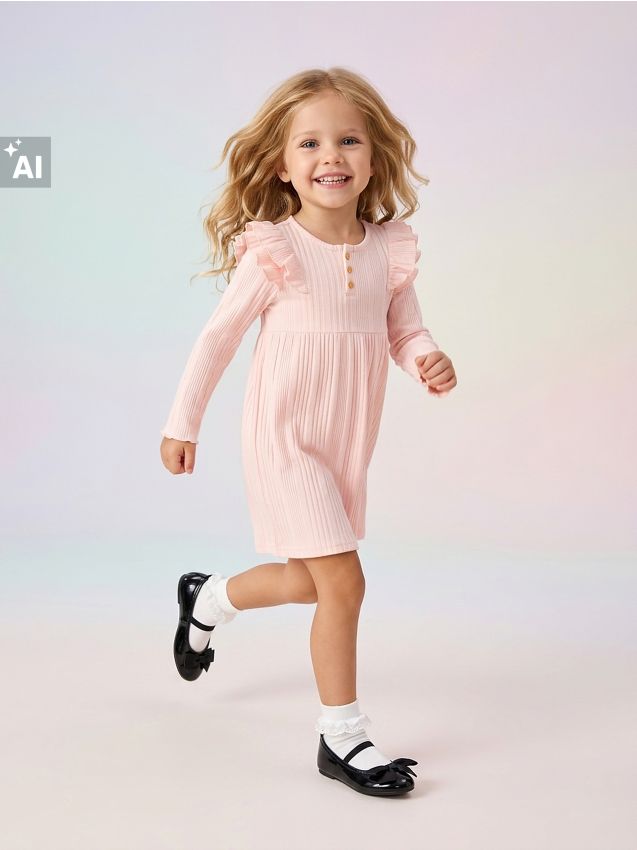 Sinsay - Rochie reiată cu volane - roz-pastel