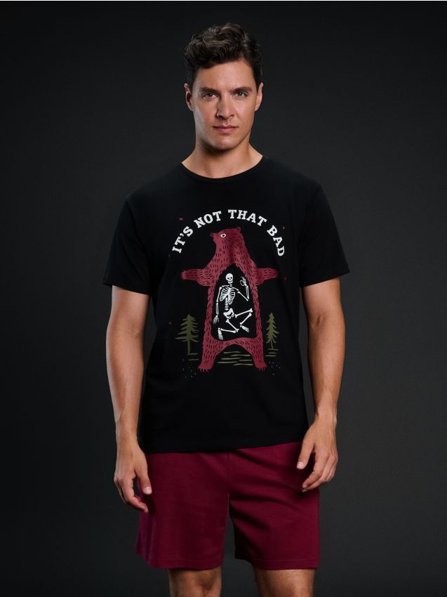 Sinsay - Bavlnené pyžamo s potlačou a vreckami - viacfarebná