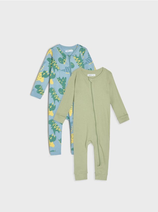 Sinsay - Set de 2 salopete din bumbac - albastru-pal