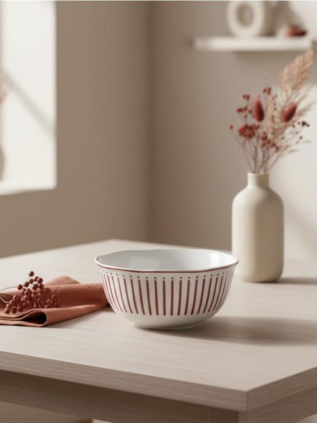 Sinsay - Bol din ceramică cu dungi - roz-pudră