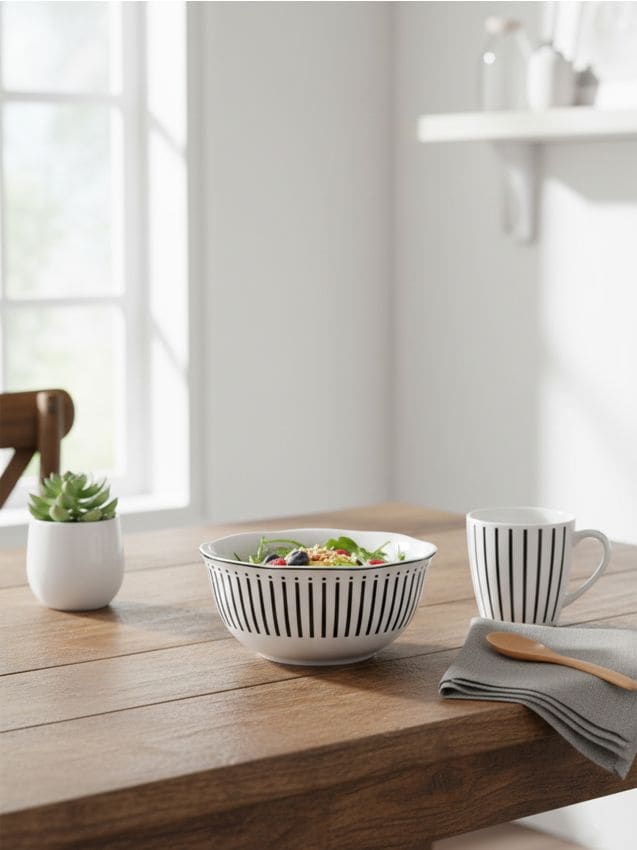 Sinsay - Bol din ceramică cu dungi - negru