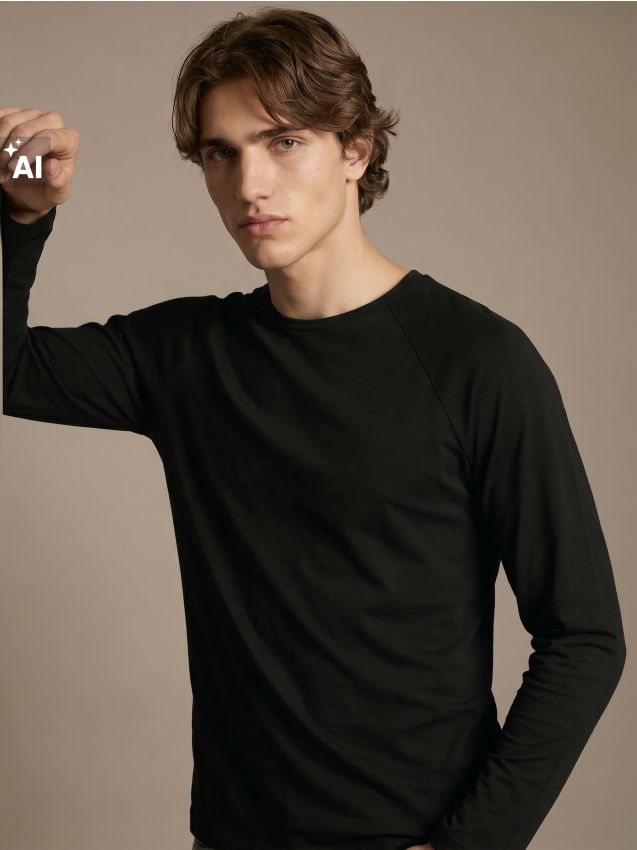 Sinsay - Tricou din bumbac cu mâneci lungi raglan - negru