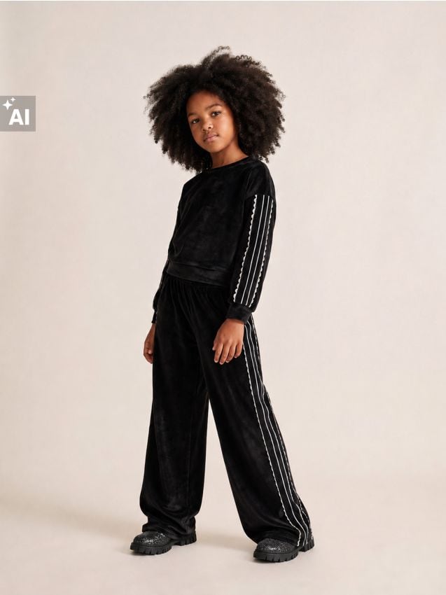 Sinsay - Set bluză și pantaloni sport - negru