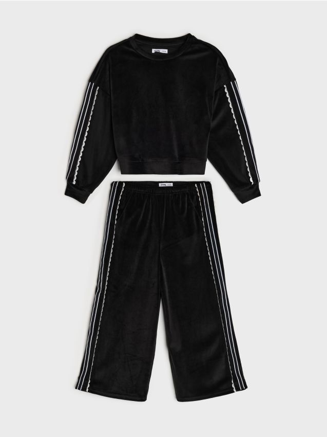 Sinsay - Set bluză și pantaloni sport - negru