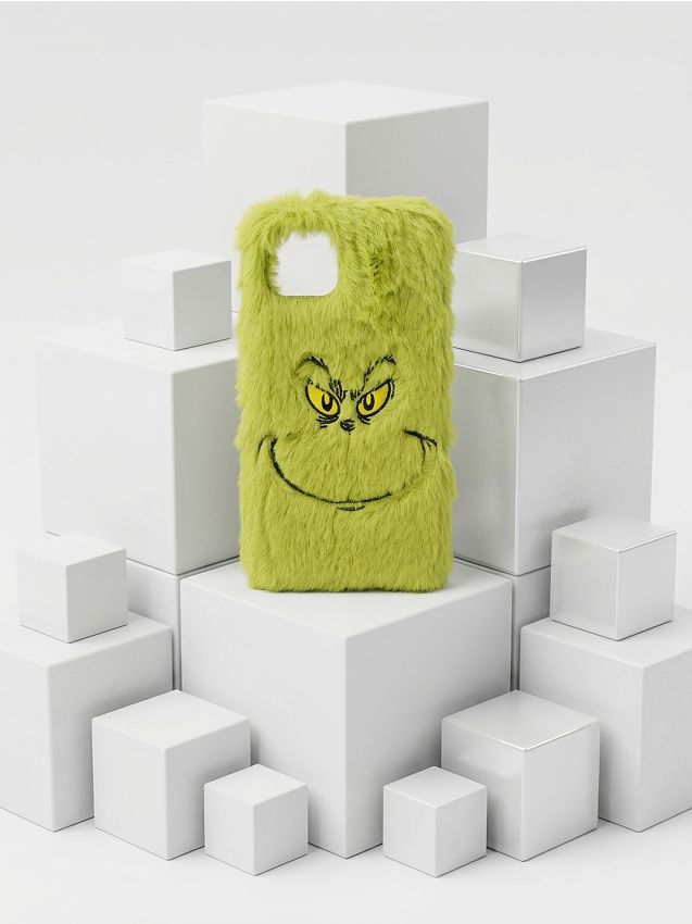 Sinsay - Husă pufoasă pentru iPhone 11/XR Grinch - verde-gălbui