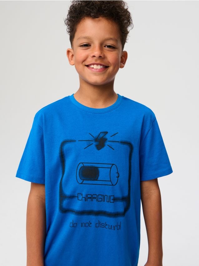 T-Shirt mit kleinem Print - SINSAY