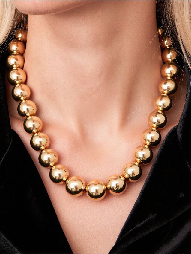 Sinsay - Náhrdelník s korálkami - zlatá
