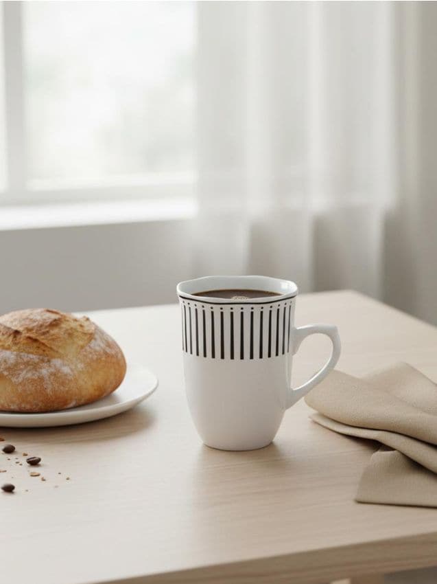 Sinsay - Cană ceramică cu model în dungi - negru