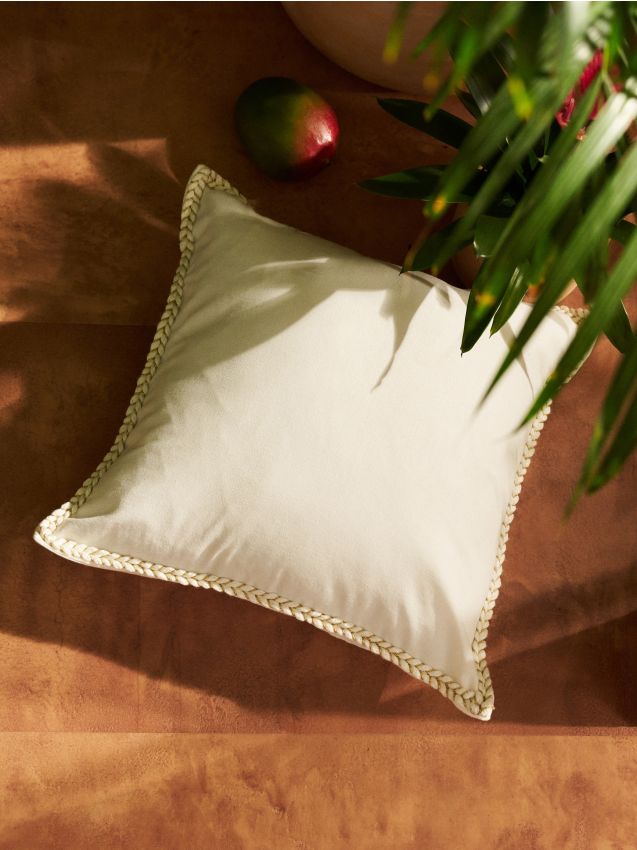 Sinsay - Față de pernă cu bordură decorativă - crem