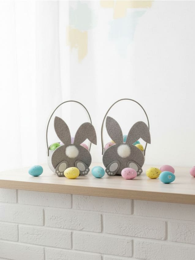 Sinsay - Coșulețe de Paște cu motiv de iepurași 2 pack - gri deschis