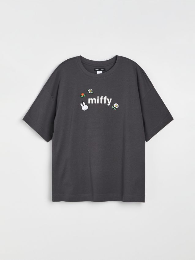 Sinsay - Tricou din bumbac cu imprimeu pe spate Miffy - gri-închis